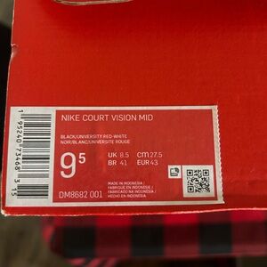 Nike Court Vision Mid in Black, Red, and White